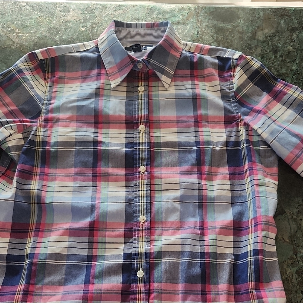 Chaps Women's Plaid Button-Down Shirt in Pink, Blue & White